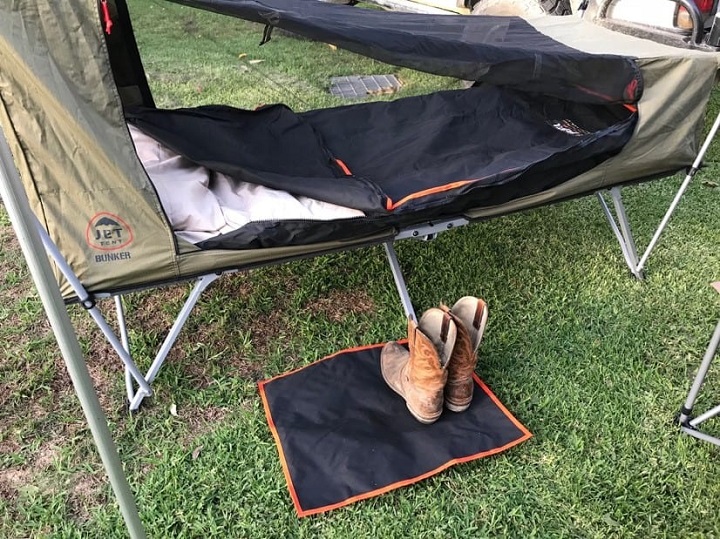 camping with foam mattress