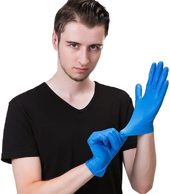 man with gloves nitrile