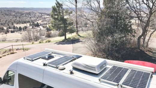 camping rv with solar panels