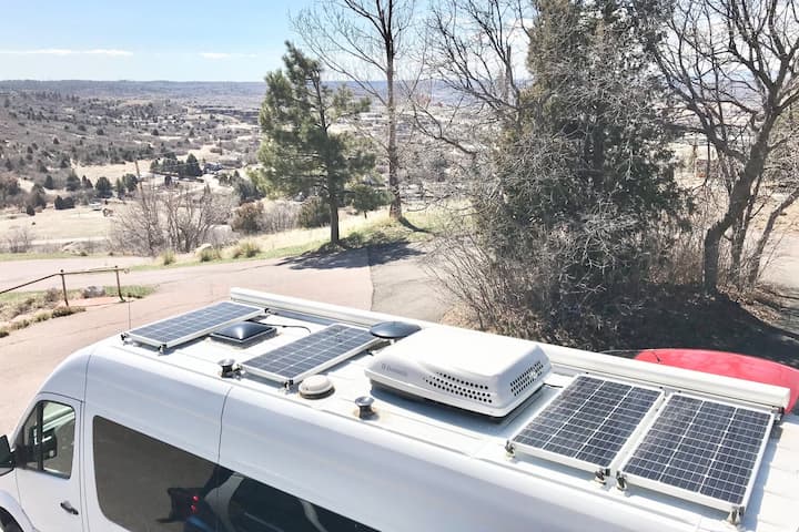 camping rv with solar panels