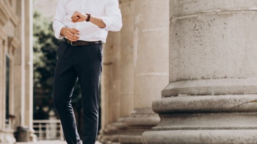 business man in white shirt outside