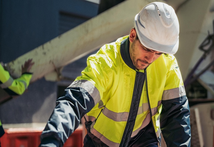 man in workwear jacket