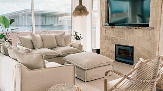 The Cloud 3 Seater Sofa with Stone Slipcover